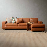 Karoo Leather Corner Couch with Daybed Right - Ginger - 2