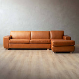 Karoo Leather Corner Couch with Daybed Right - Ginger - 3