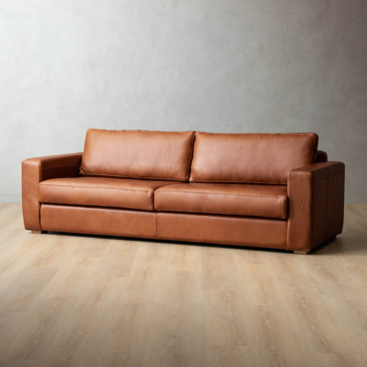 Clanwilliam 4-Seater Leather Couch - Butterscotch - 3