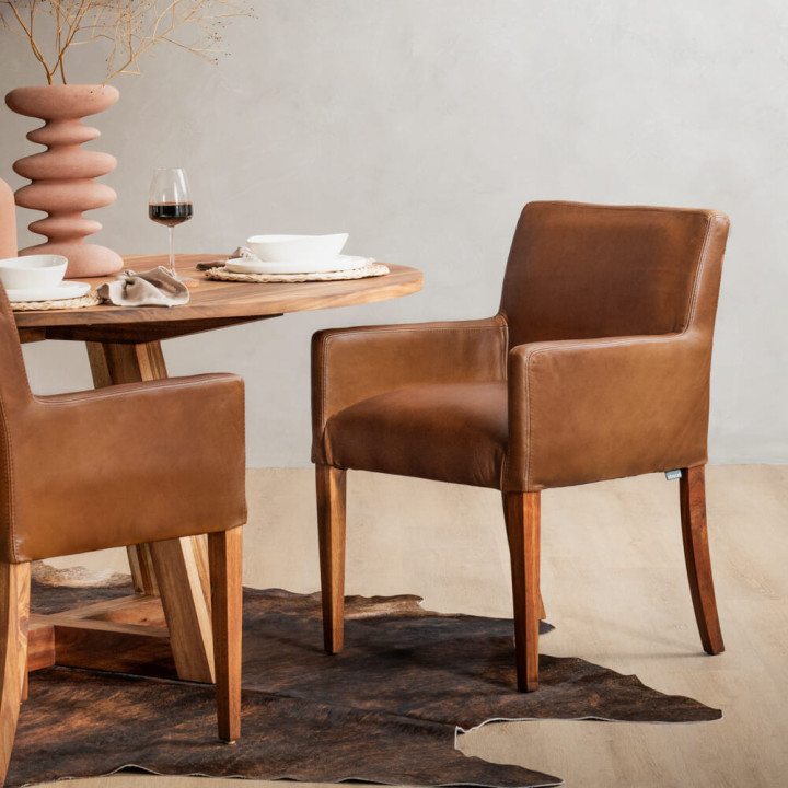Demo - Sandton Leather Dining Chair - Blackwood - Butterscotch - 2