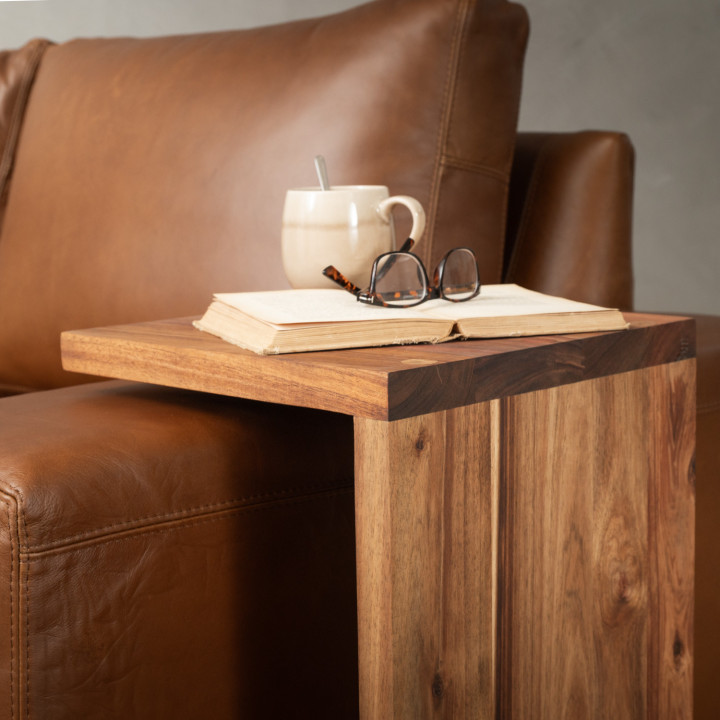 C-Shape Side Arm Table - Blackwood - 3