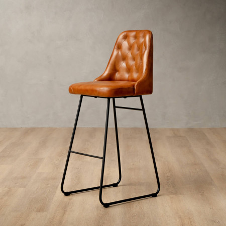 Kenridge Tall Leather Bar Chair - Bourbon - 1