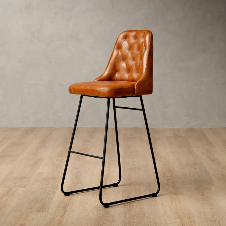 Kenridge Tall Leather Bar Chair - Bourbon - 1
