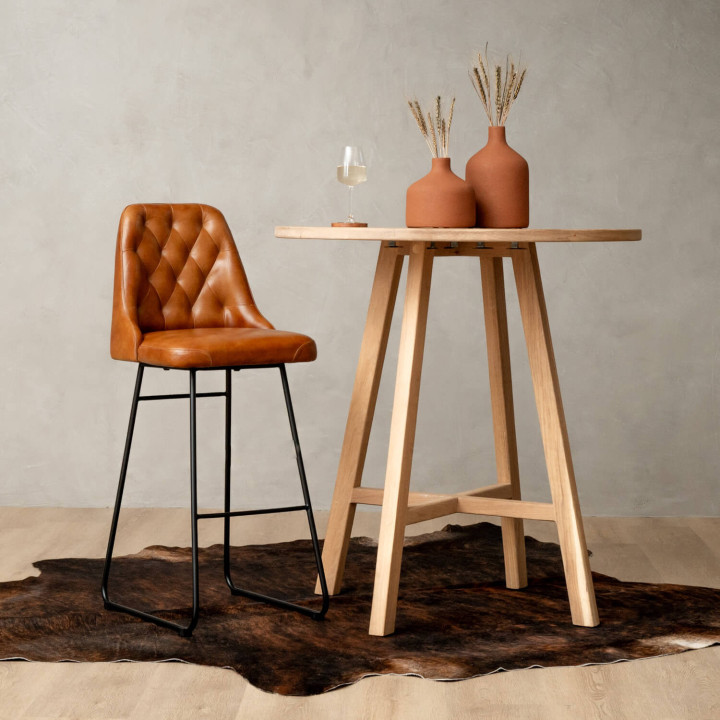 Kenridge Tall Leather Bar Chair - Bourbon - 2