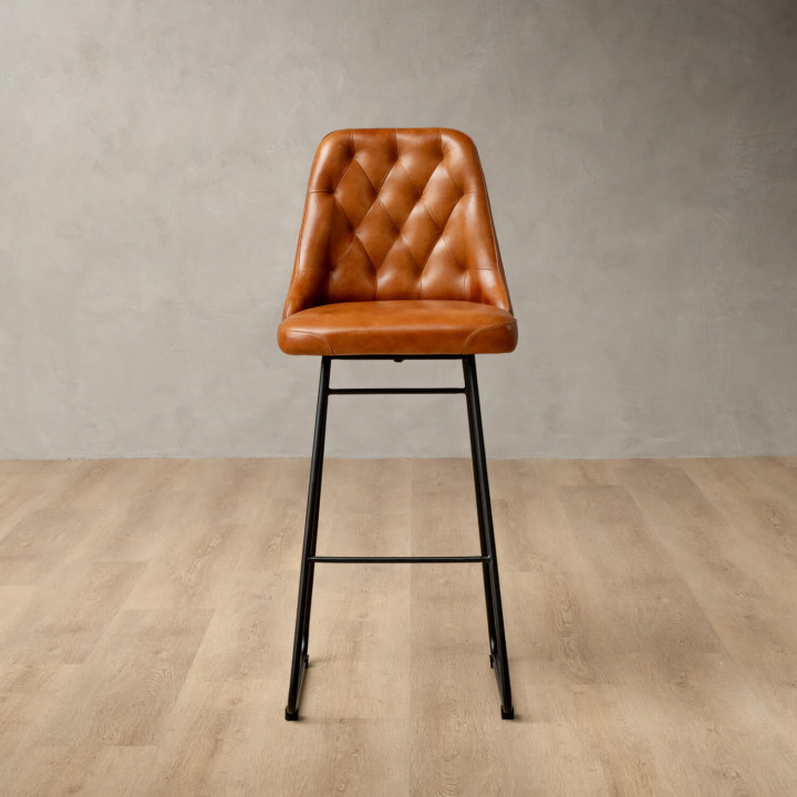 Kenridge Tall Leather Bar Chair - Bourbon - 3