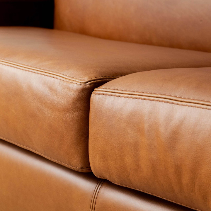 Douglas 3-Seater Leather Couch - Ginger - 5