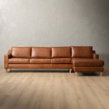 Douglas Leather Corner Couch with Daybed Right - Butterscotch - 1