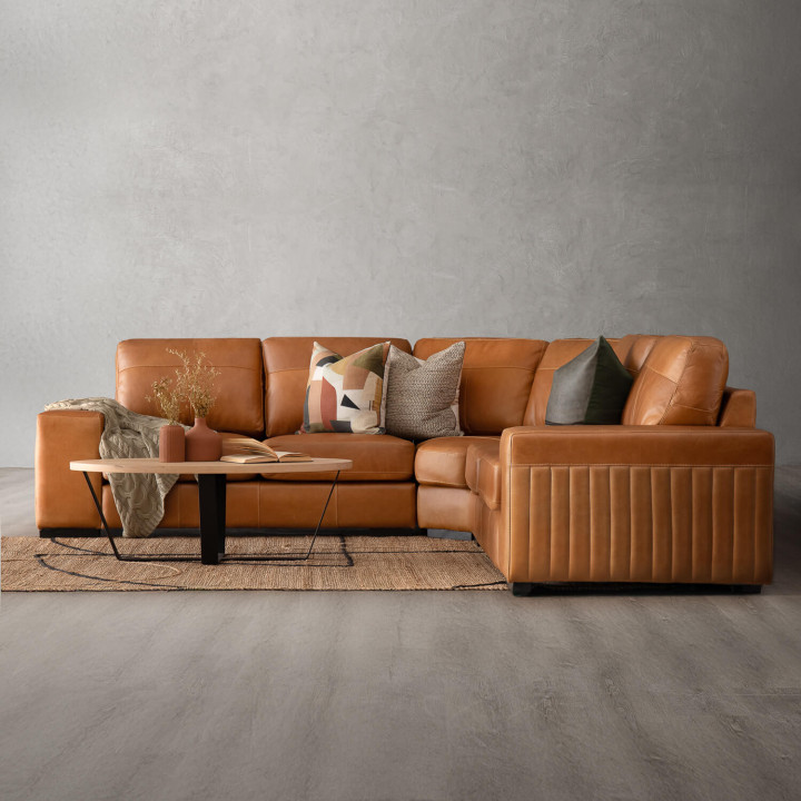 Harbormere Modular Leather Corner Couch - Tan - 2