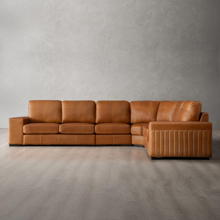 Harbormere Large Modular Leather Corner Couch - Tan - 1
