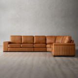 Harbormere Large Modular Leather Corner Couch - Tan - 1