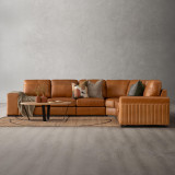 Harbormere Large Modular Leather Corner Couch - Tan - 2