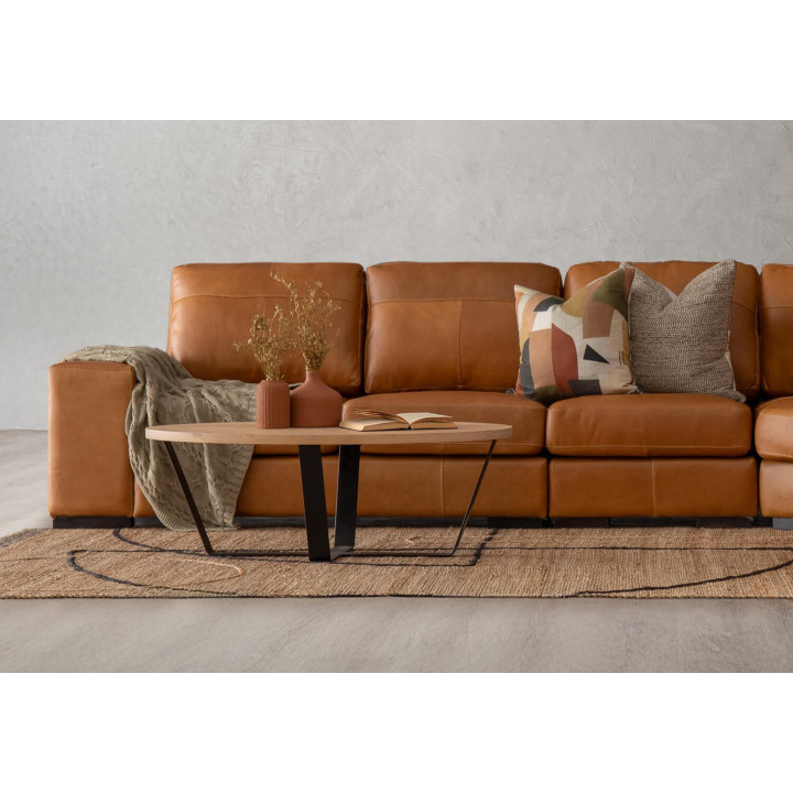 Harbormere Large Modular Leather Corner Couch - Tan - 6