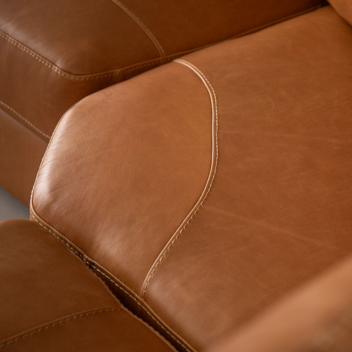 Harbormere Large Modular Leather Corner Couch - Tan - 8