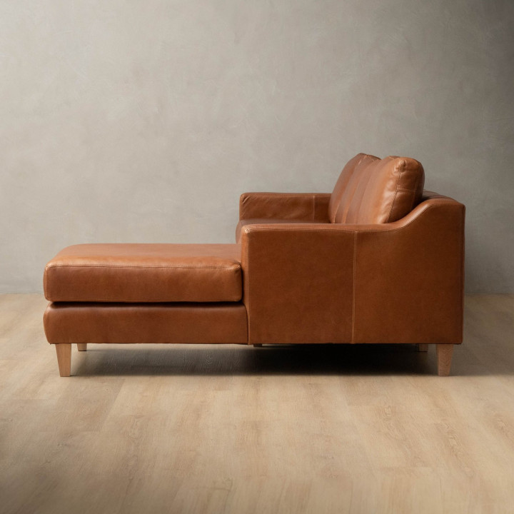 Douglas Leather Corner Couch with Daybed Right - Butterscotch - 6