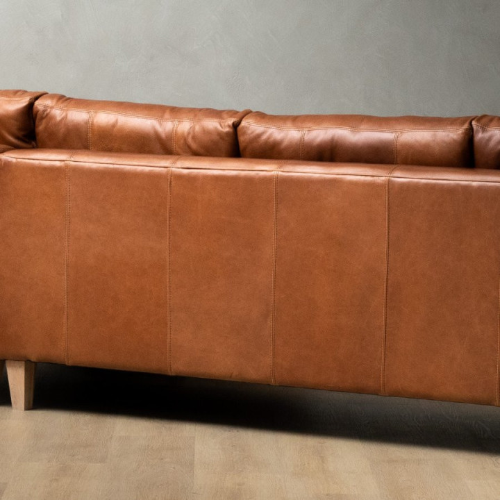 Douglas Leather Corner Couch with Daybed Right - Butterscotch - 7