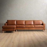 Douglas Leather Corner Couch with Daybed Left - Butterscotch - 1