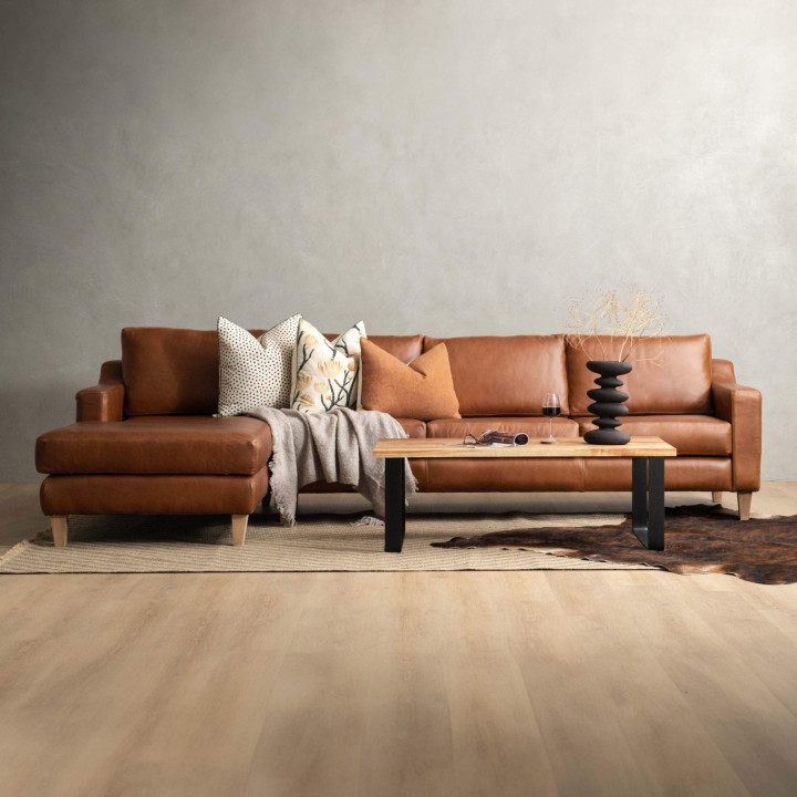 Douglas Leather Corner Couch with Daybed Left - Butterscotch - 2