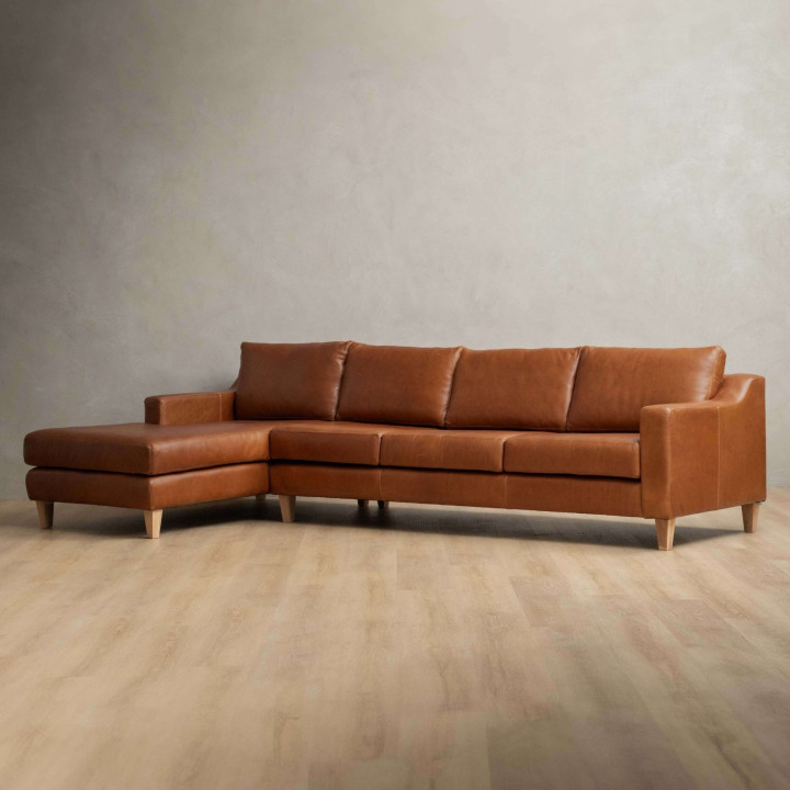 Douglas Leather Corner Couch with Daybed Left - Butterscotch - 4