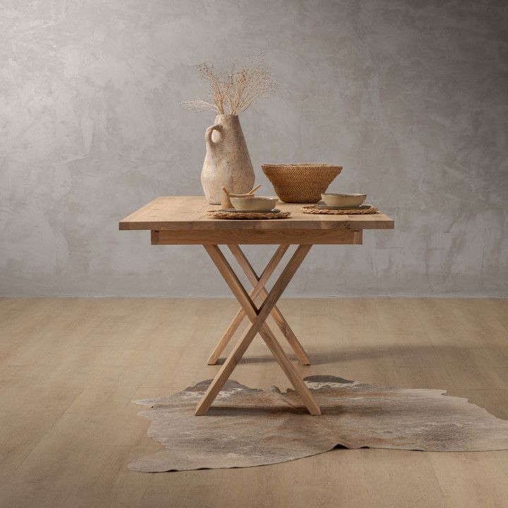 2.1m Cross Leg Dining Table - Oak (1.0m Wide) - 4