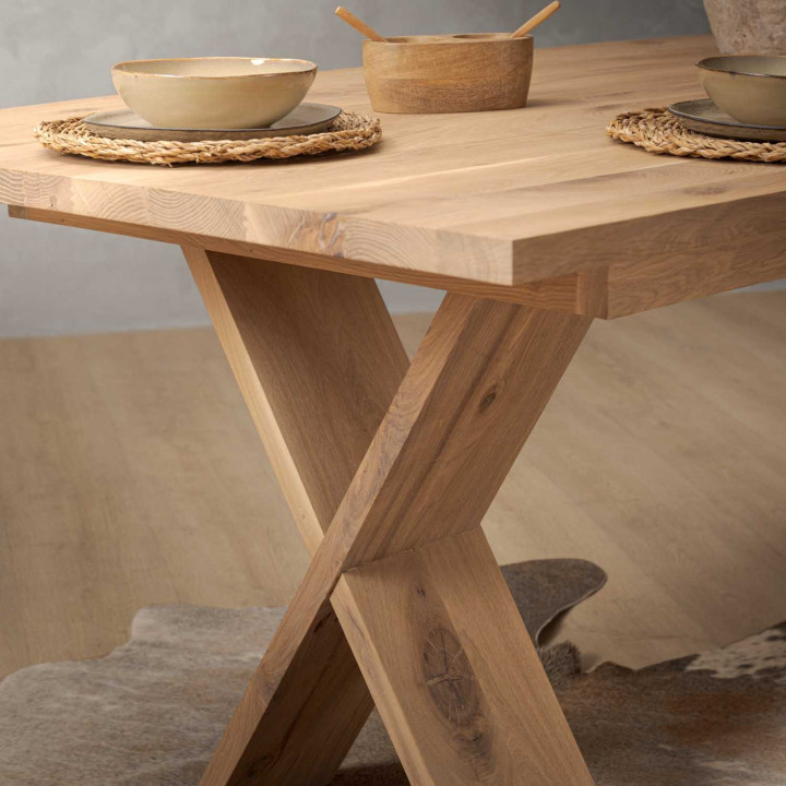 2.1m Cross Leg Dining Table - Oak (1.0m Wide) - 5