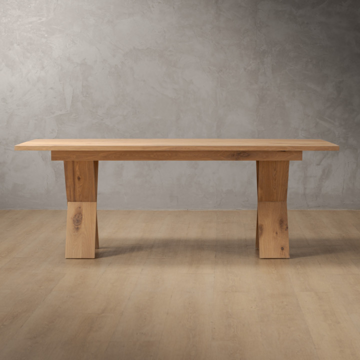 2.1m Cross Leg Dining Table - Oak (1.0m Wide) - 6