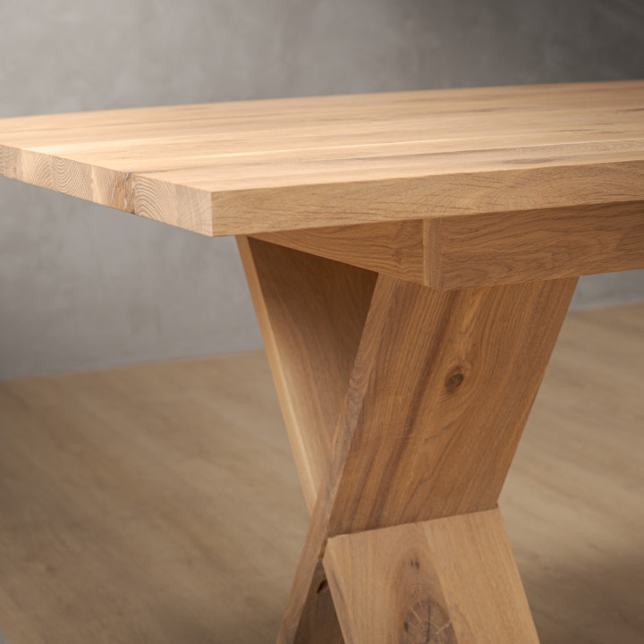 2.1m Cross Leg Dining Table - Oak (1.0m Wide) - 8