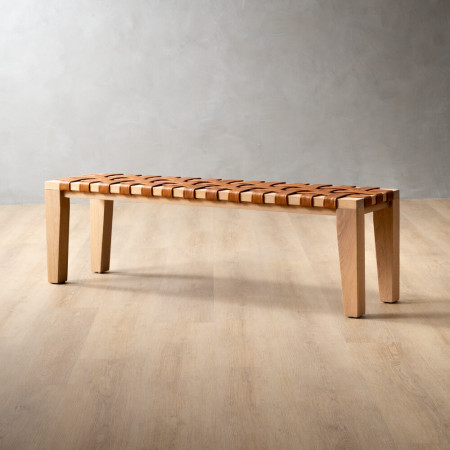 1.5m Riempie Bench - Oak - Black - 1
