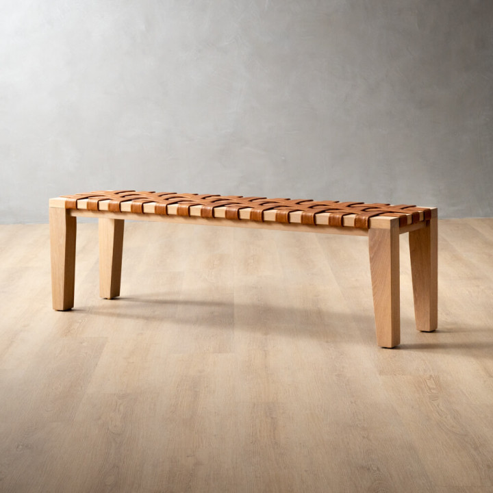 1.5m Riempie Bench - Oak - Black - 1