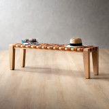 1.5m Riempie Bench - Oak - Black - 2