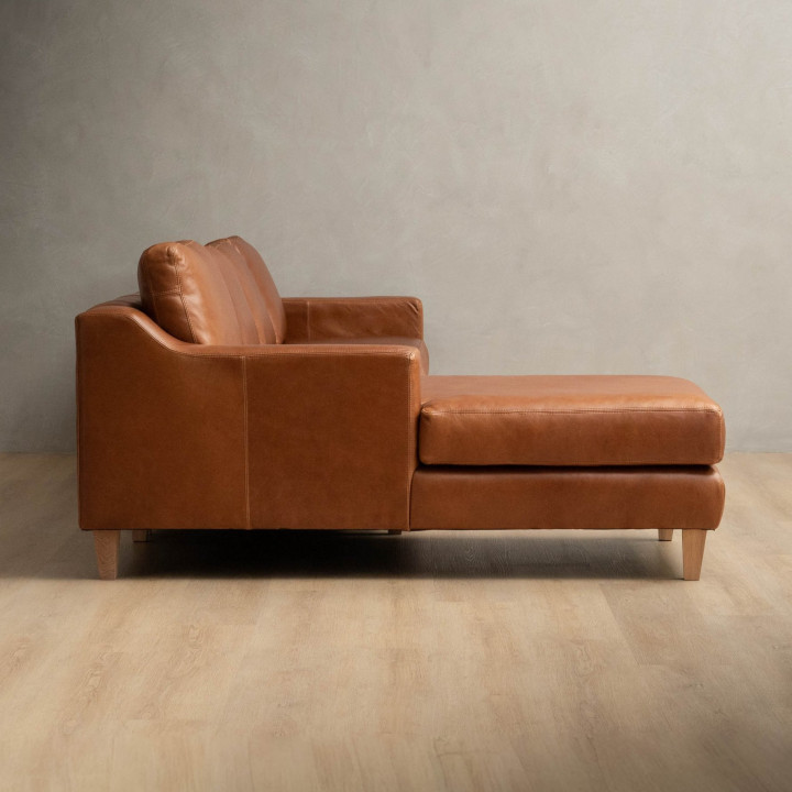 Douglas Leather Corner Couch with Daybed Left - Butterscotch - 6