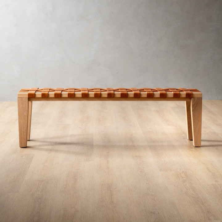 1.5m Riempie Bench - Oak - Ginger - 3