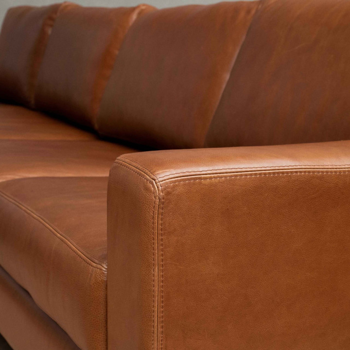 Douglas Leather Corner Couch with Daybed Left - Butterscotch - 8