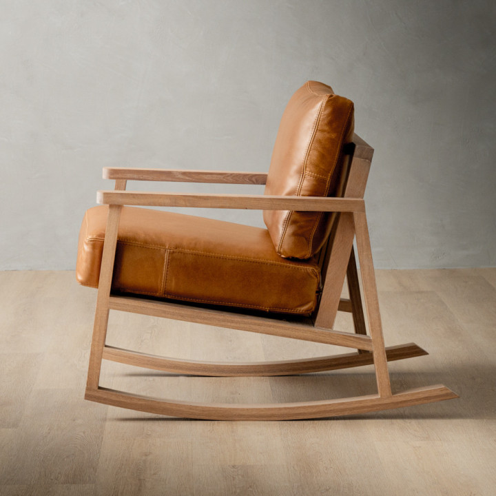 Arabella Leather Rocking Chair - Oak - Ginger - 2