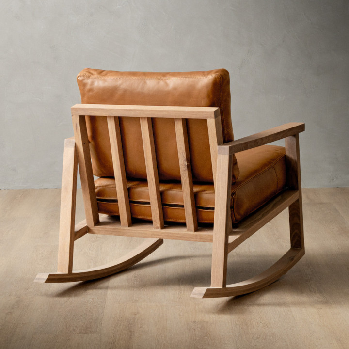 Arabella Leather Rocking Chair - Oak - Ginger - 3