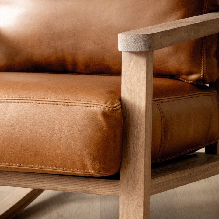 Arabella Leather Rocking Chair - Oak - Ginger - 4
