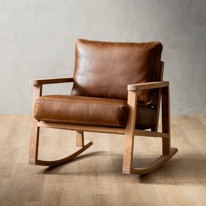Arabella Leather Rocking Chair - Oak - Butterscotch - 1