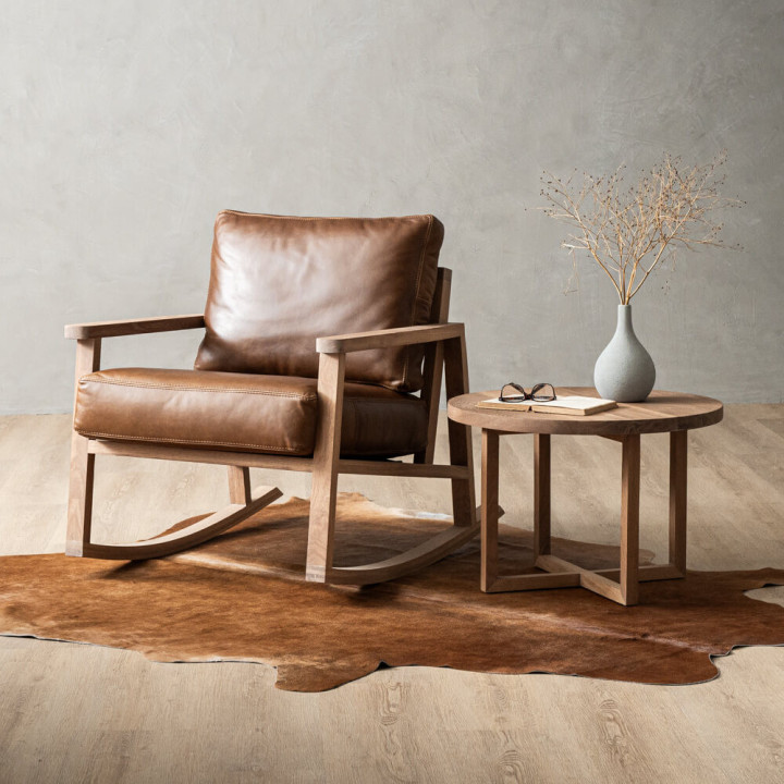 Arabella Leather Rocking Chair - Oak - Butterscotch - 2