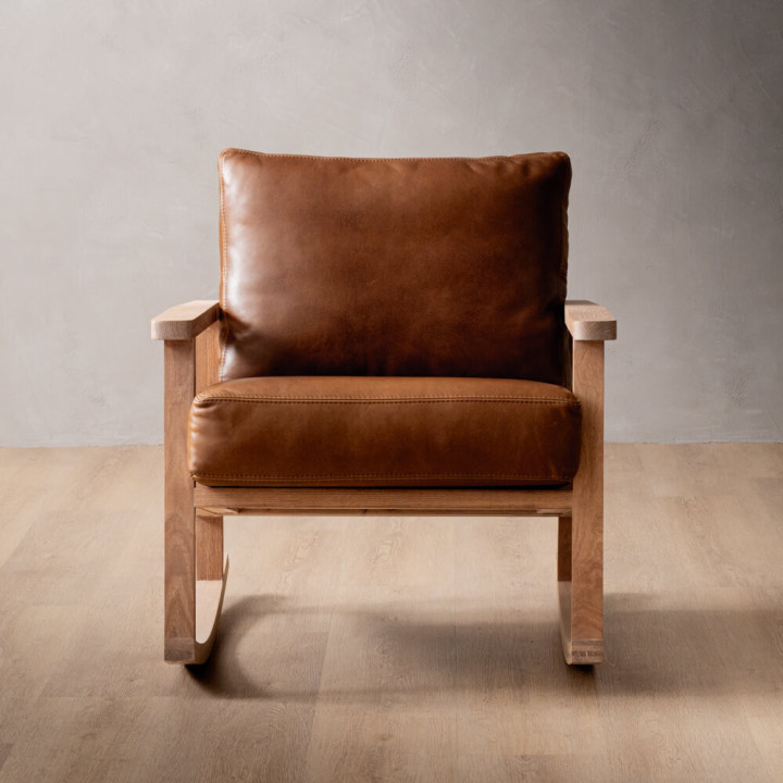 Arabella Leather Rocking Chair - Oak - Butterscotch - 3