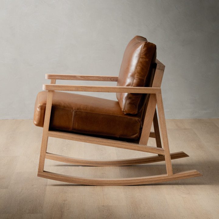 Arabella Leather Rocking Chair - Oak - Butterscotch - 4