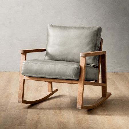Arabella Leather Rocking Chair - Oak - Pepper