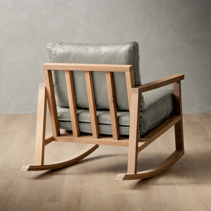 Arabella Leather Rocking Chair - Oak - Pepper - 3