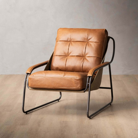 Atley Leather Armchair - Tan - 1