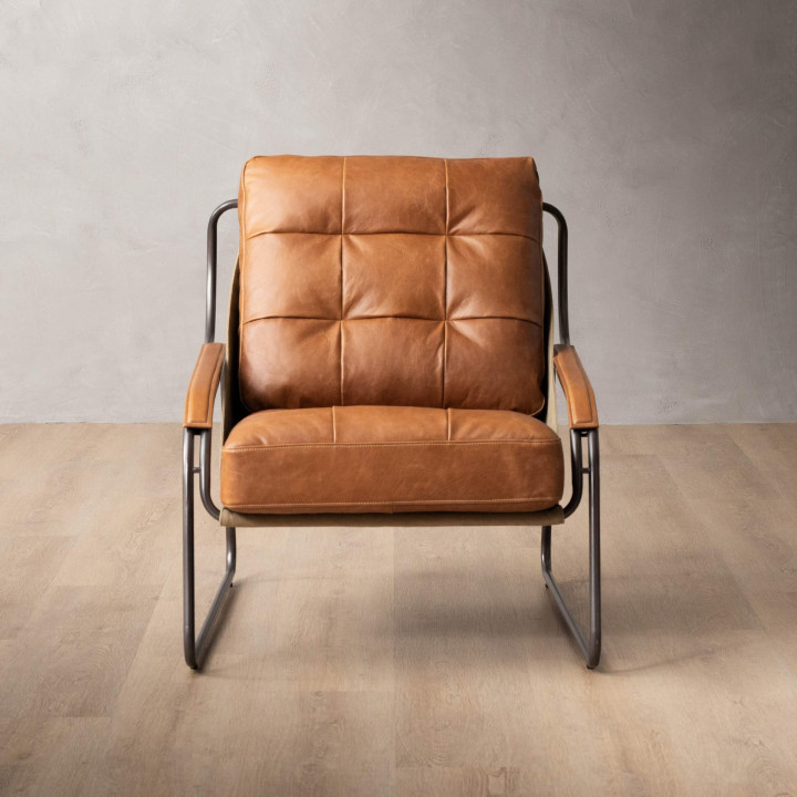 Atley Leather Armchair - Tan - 3