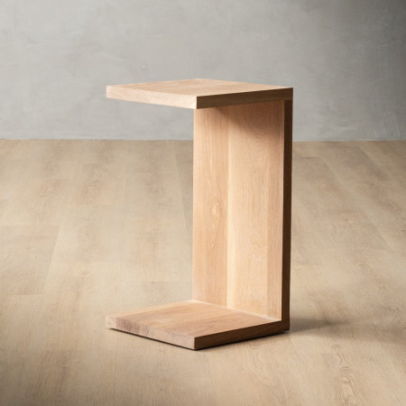 C-Shape Side Arm Table - Oak