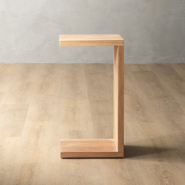 C-Shape Side Arm Table - Oak - 4