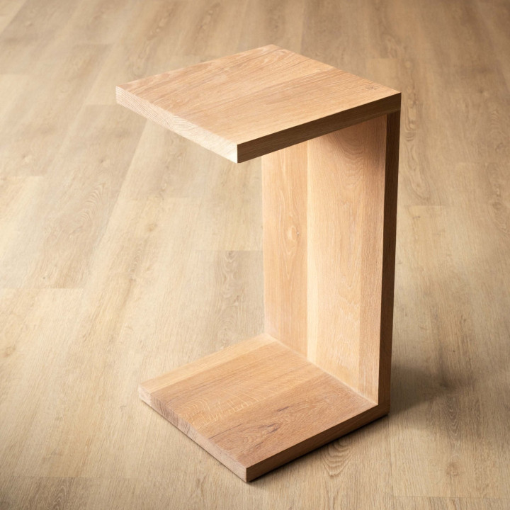 C-Shape Side Arm Table - Oak - 6