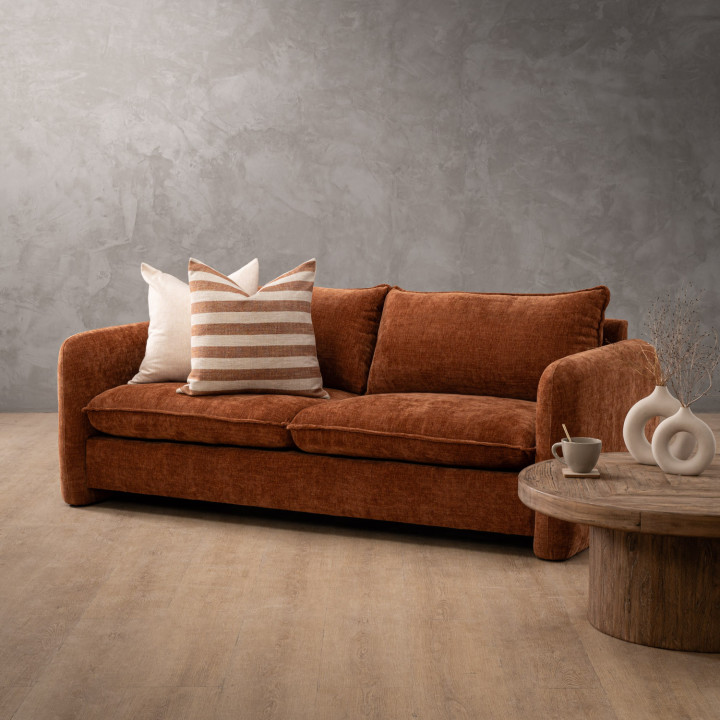 Mokoro 3-Seater Fabric Couch - Rust Wave - 2