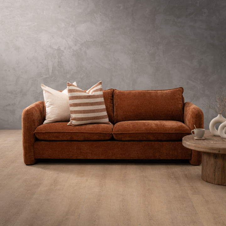 Mokoro 3-Seater Fabric Couch - Rust Wave - 3