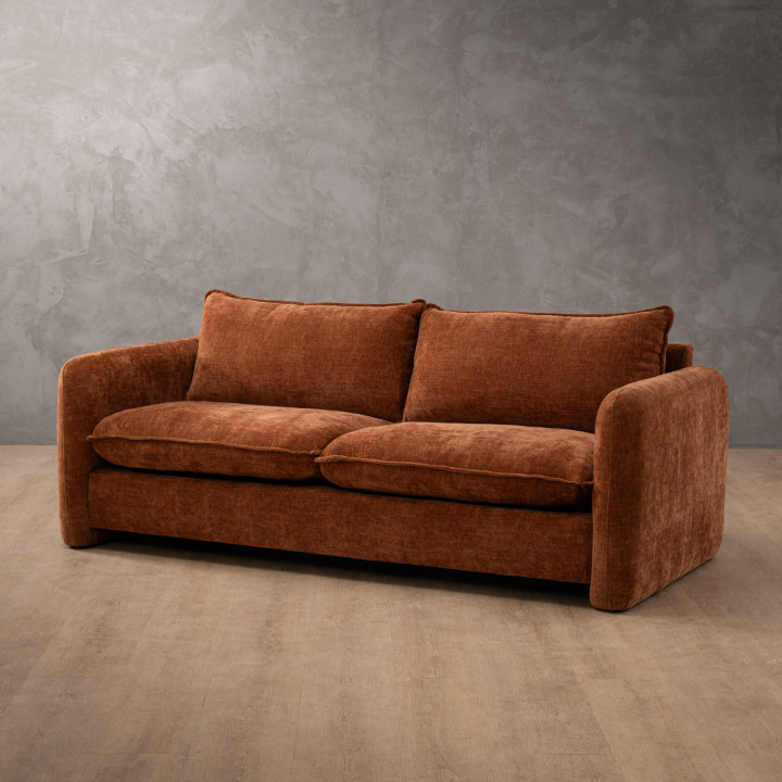 Mokoro 3-Seater Fabric Couch - Rust Wave - 5