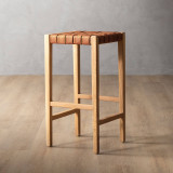 Cederberg Tall Leather Bar Stool - Oak - Ginger - 1